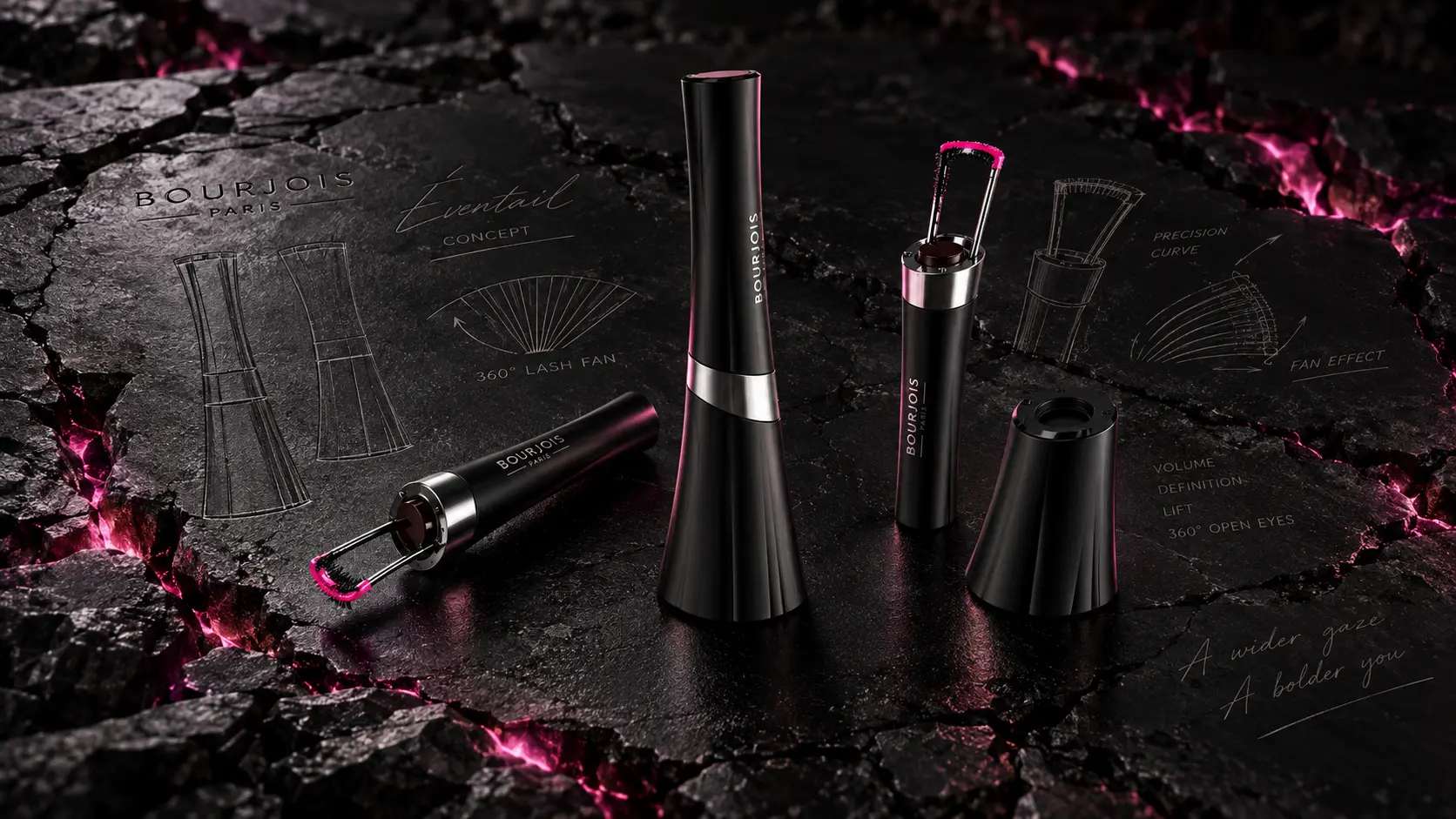 Cosmetics product design concept with technical form studies
