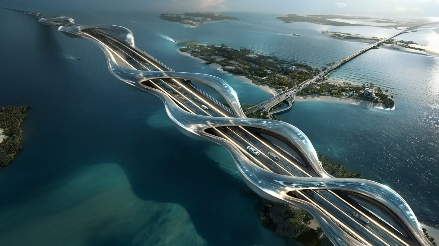 Concept for a fluid bridge and mobility system across an island landscape